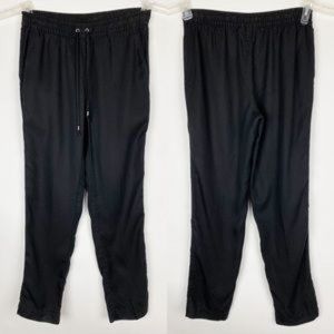 Land's End Black Lyocell Pull On Drawstring Jogger Pants, Size 6